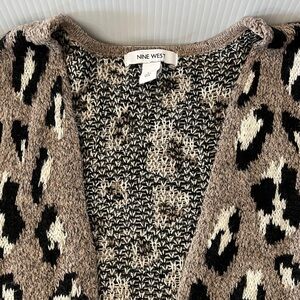 Nine West Women's Animal Print Cardigan - Brown and Black